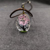 Handmade Dried Flower Necklace With Crystal Real Flower Pattern Organic Glass Pendant And Rope Chain Natural Style