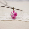 Handmade Dried Flower Necklace With Crystal Real Flower Pattern Organic Glass Pendant And Rope Chain Natural Style