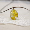 Handmade Dried Flower Necklace With Crystal Real Flower Pattern Organic Glass Pendant And Rope Chain Natural Style