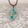 Handmade Dried Flower Necklace With Crystal Real Flower Pattern Organic Glass Pendant And Rope Chain Natural Style