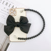 Handmade Fabric Bow Phone Case Accessories With Black Beaded Lobster Clasp And Handwoven Design