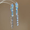 Handmade Fabric Chiffon Flower Tassel Earrings For Women With Rice Beads In Vacation Style