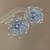Handmade Fabric Chiffon Flower Tassel Earrings For Women With Rice Beads In Vacation Style