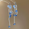Handmade Fabric Chiffon Flower Tassel Earrings For Women With Rice Beads In Vacation Style