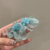 Handmade Fabric Chiffon Flower Tassel Earrings For Women With Rice Beads In Vacation Style