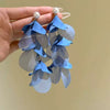Handmade Fabric Chiffon Flower Tassel Earrings For Women With Rice Beads In Vacation Style