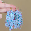 Handmade Fabric Chiffon Flower Tassel Earrings For Women With Rice Beads In Vacation Style
