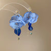 Handmade Fabric Chiffon Flower Tassel Earrings For Women With Rice Beads In Vacation Style