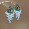 Handmade Fabric Chiffon Flower Tassel Earrings For Women With Rice Beads In Vacation Style