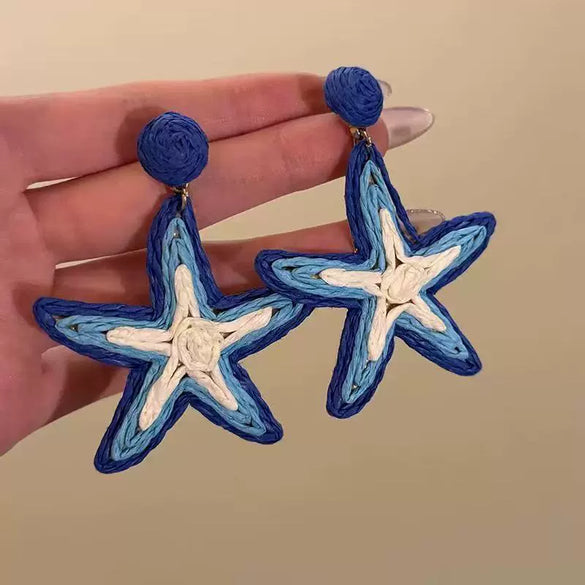 Handmade Fabric Chiffon Flower Tassel Earrings For Women With Rice Beads In Vacation Style