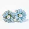 Handmade Fabric Flower Earrings With Pearl Accent And Steel Posts Fresh Simple Floral Style For Women