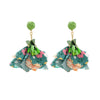 Handmade Fabric Flower Fashion Exaggerated Earrings For Women