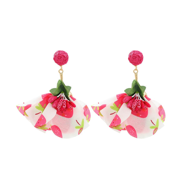 Handmade Fabric Flower Fashion Exaggerated Earrings For Women