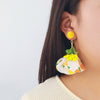 Handmade Fabric Flower Fashion Exaggerated Earrings For Women
