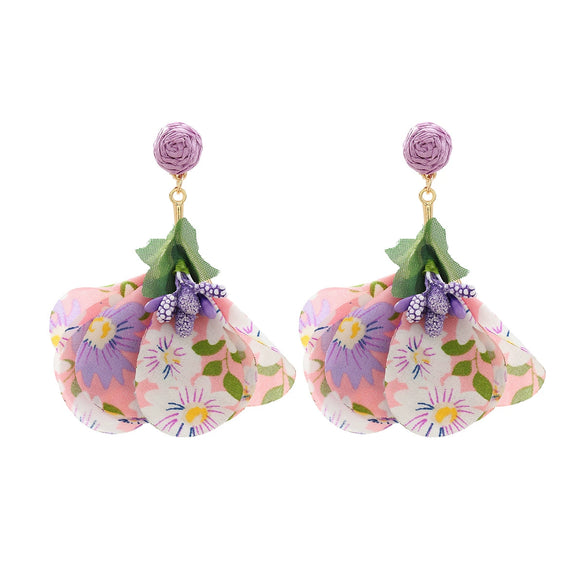Handmade Fabric Flower Fashion Exaggerated Earrings For Women