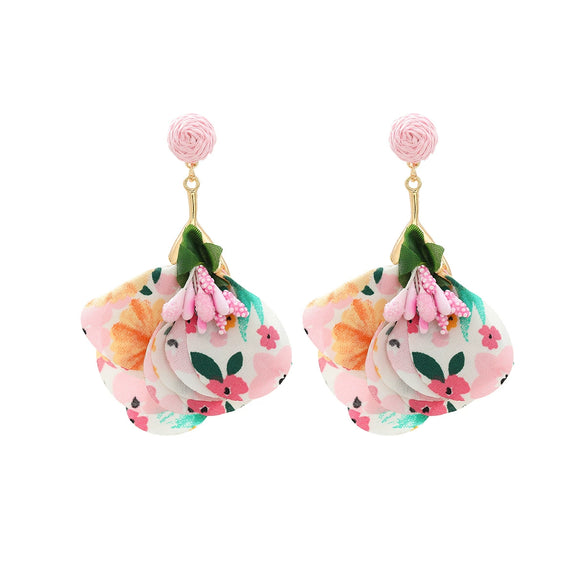 Handmade Fabric Flower Fashion Exaggerated Earrings For Women