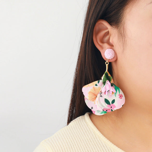 Handmade Fabric Flower Fashion Exaggerated Earrings For Women