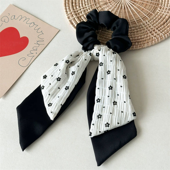 Handmade Fabric Fresh Style Floral Doublelayer Pony Tail Strap Hair Band Headwear For Women