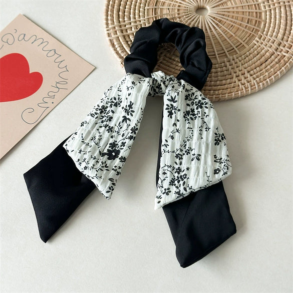 Handmade Fabric Fresh Style Floral Doublelayer Pony Tail Strap Hair Band Headwear For Women