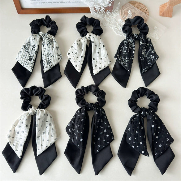 Handmade Fabric Fresh Style Floral Doublelayer Pony Tail Strap Hair Band Headwear For Women