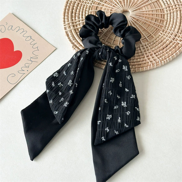 Handmade Fabric Fresh Style Floral Doublelayer Pony Tail Strap Hair Band Headwear For Women