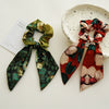 Handmade Fabric Niche Design Oil Painting Bow Ponytail Hair Tie