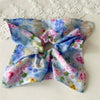 Handmade Fabric Square Scarf Scrunchie Hair Tie For Women Floral Oil Painting And Vacation Style