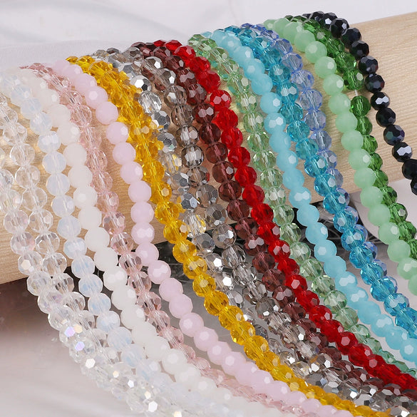 Handmade Faceted Crystal Glass Round Ball Loose Beads For Diy Accessories