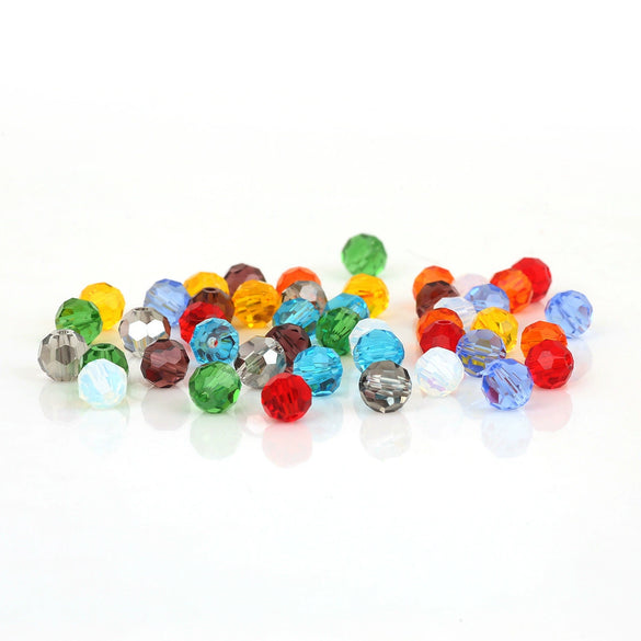 Handmade Faceted Crystal Glass Round Ball Loose Beads For Diy Accessories