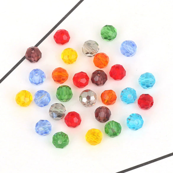 Handmade Faceted Crystal Glass Round Ball Loose Beads For Diy Accessories
