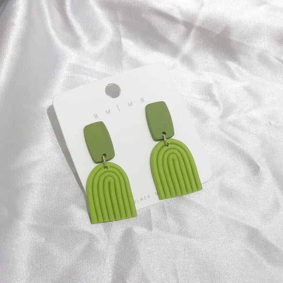 Handmade Fashion Geometric Yellow And Green Plastic Resin Statement Earrings For Women