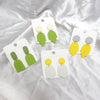 Handmade Fashion Geometric Yellow And Green Plastic Resin Statement Earrings For Women