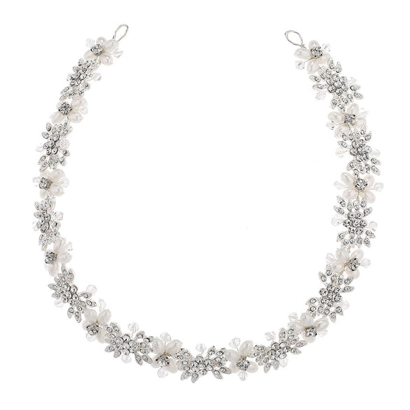 Handmade Fashion Women's Headwear Alloy Rhinestone Pearl Hair Band With Star Pattern For Wedding