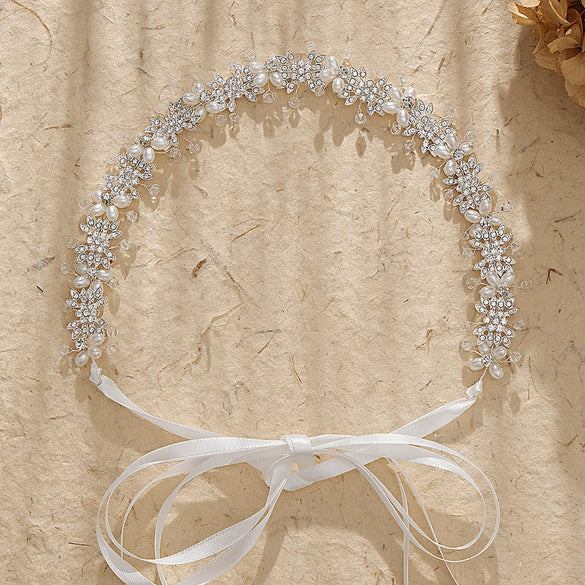 Handmade Fashion Women's Headwear Alloy Rhinestone Pearl Hair Band With Star Pattern For Wedding