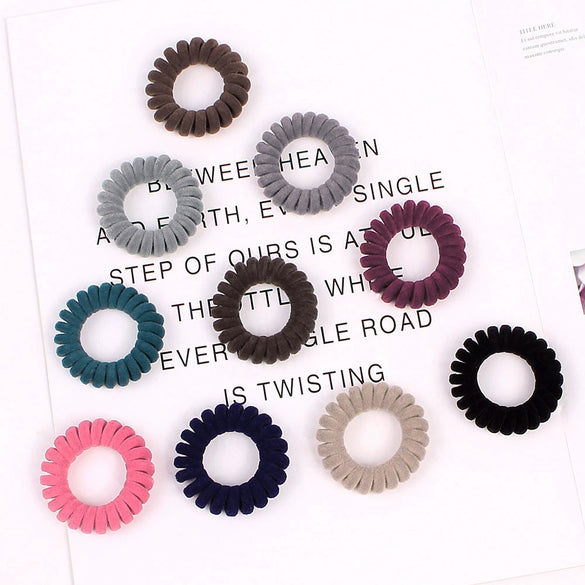 Handmade Flocked Cloth Phone Cord Hair Ties High Elastic Stretch Hair Bands Wholesale