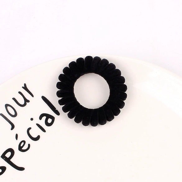 Handmade Flocked Cloth Phone Cord Hair Ties High Elastic Stretch Hair Bands Wholesale