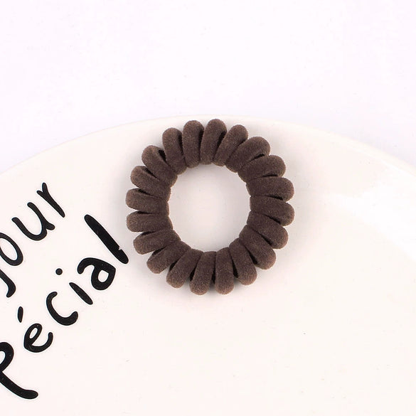 Handmade Flocked Cloth Phone Cord Hair Ties High Elastic Stretch Hair Bands Wholesale