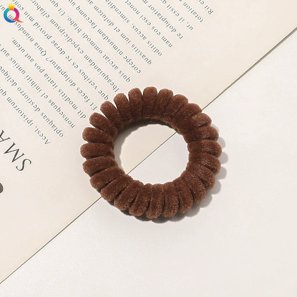 Handmade Flocked Cloth Telephone Line Hair Ties High Stretch Hair Rings For Girls Minimalist Hair Accessories