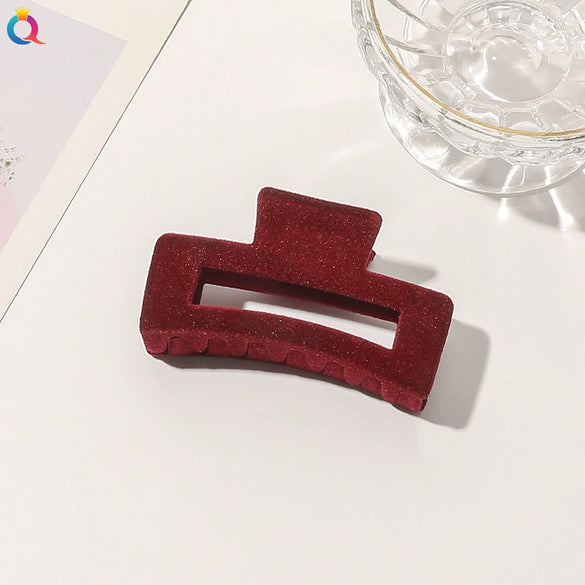 Handmade Flocked Geometric Resin Hair Claw Clip For Women Wholesale Hair Accessory