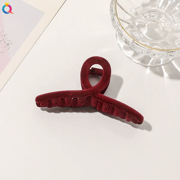 Handmade Flocked Geometric Resin Hair Claw Clip For Women Wholesale Hair Accessory