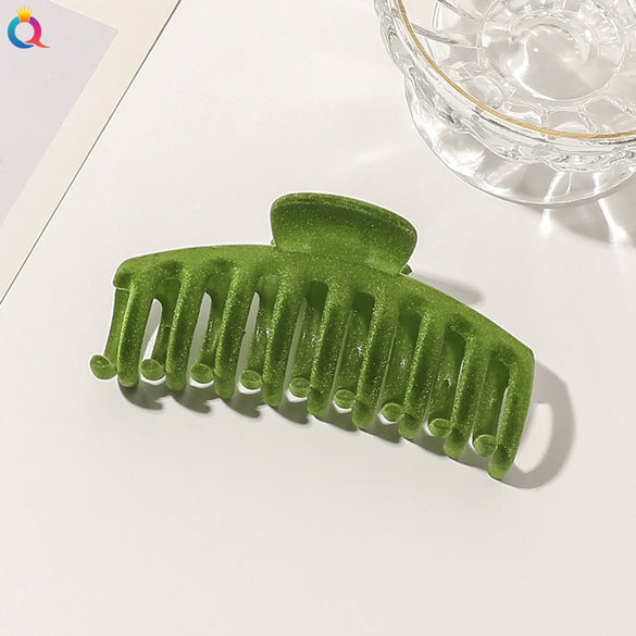 Handmade Flocked Geometric Resin Hair Claw Clip For Women Wholesale Hair Accessory