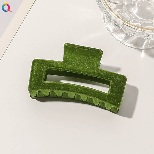 Handmade Flocked Geometric Resin Hair Claw Clip For Women Wholesale Hair Accessory