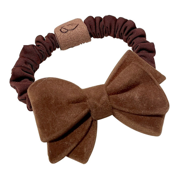 Handmade Flocking Plush Bow Scrunchie Hair Ring Soft Hair Tie Headwear For Women