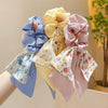 Handmade Floral Bow Hair Ring Silk Scarf Hair Band Retro Headwear For Women