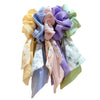 Handmade Floral Bow Hair Ring Silk Scarf Hair Band Retro Headwear For Women