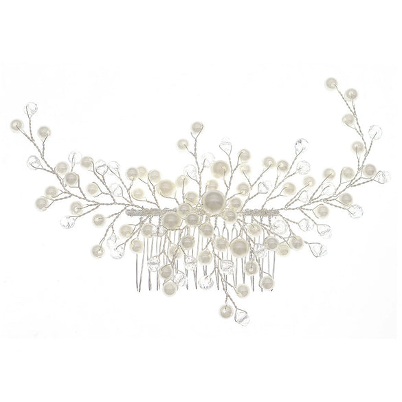 Handmade Floral Pearl Crystal Hair Comb Alloy Bridal Hair Accessory For Women Wholesale