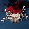 Handmade Floral Pearl Crystal Hair Comb Alloy Bridal Hair Accessory For Women Wholesale
