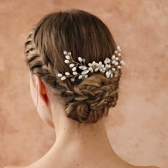 Handmade Floral Pearl Crystal Hair Comb Alloy Bridal Hair Accessory For Women Wholesale