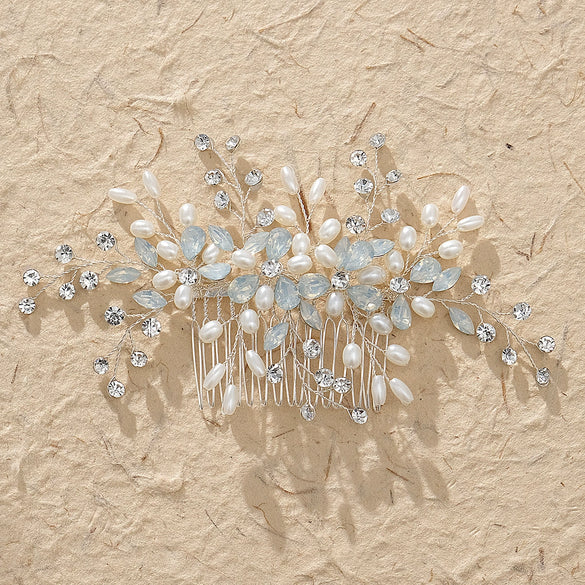 Handmade Floral Pearl Crystal Hair Comb Alloy Bridal Hair Accessory For Women Wholesale