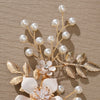 Handmade Floral Pearl Duckbill Hair Clip Electroplated Alloy Bridal Side Clip Women's Hair Accessory